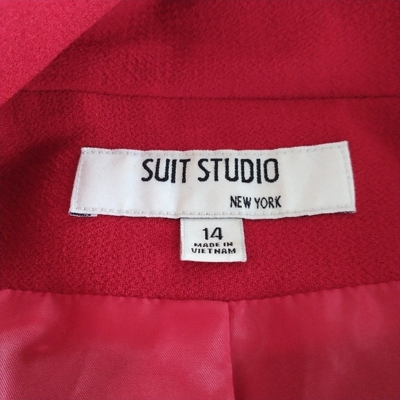 Suit Studio New York True Red Rose Button Blazer Jacket 14 - Picture 14 of 14